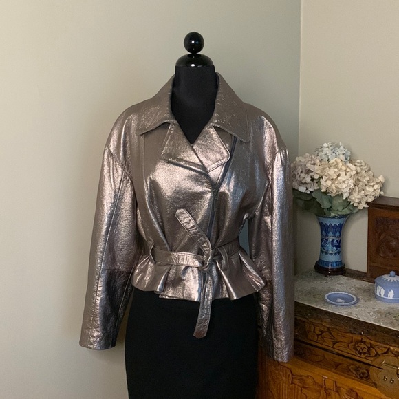 Mashad Leather Jackets & Blazers - Bronze Gold Leather 1980s Glam Rock Leather Jacket